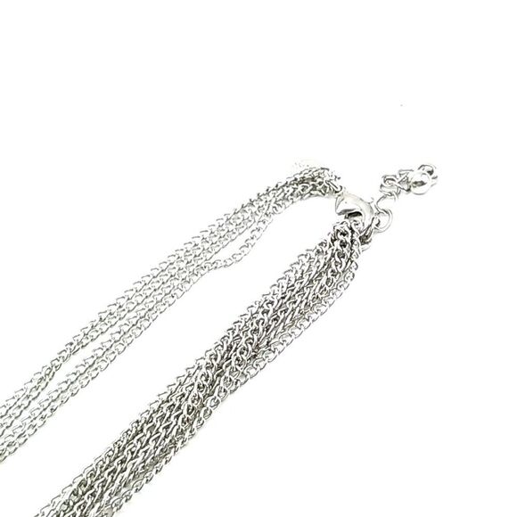 Express Bead Chain Necklace Long Faux Gray Pearls Black Beads on Layered Chains - Picture 7 of 15